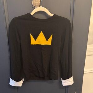 Alice + Olivia Black Sweater with Yellow Crown